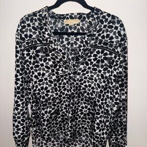 MICHAEL Michael Kors Black and White Geometric Blouse